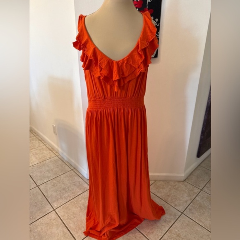 Old Navy Orange Ruffled Pleated Sundress